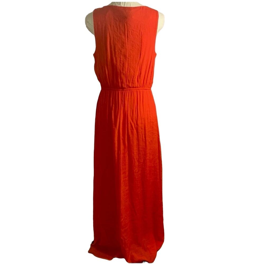 AGB Womens Orange Sleeveless Maxi Dress Size M Beaded V-Neck Elastic Waist Boho - Picture 3 of 15